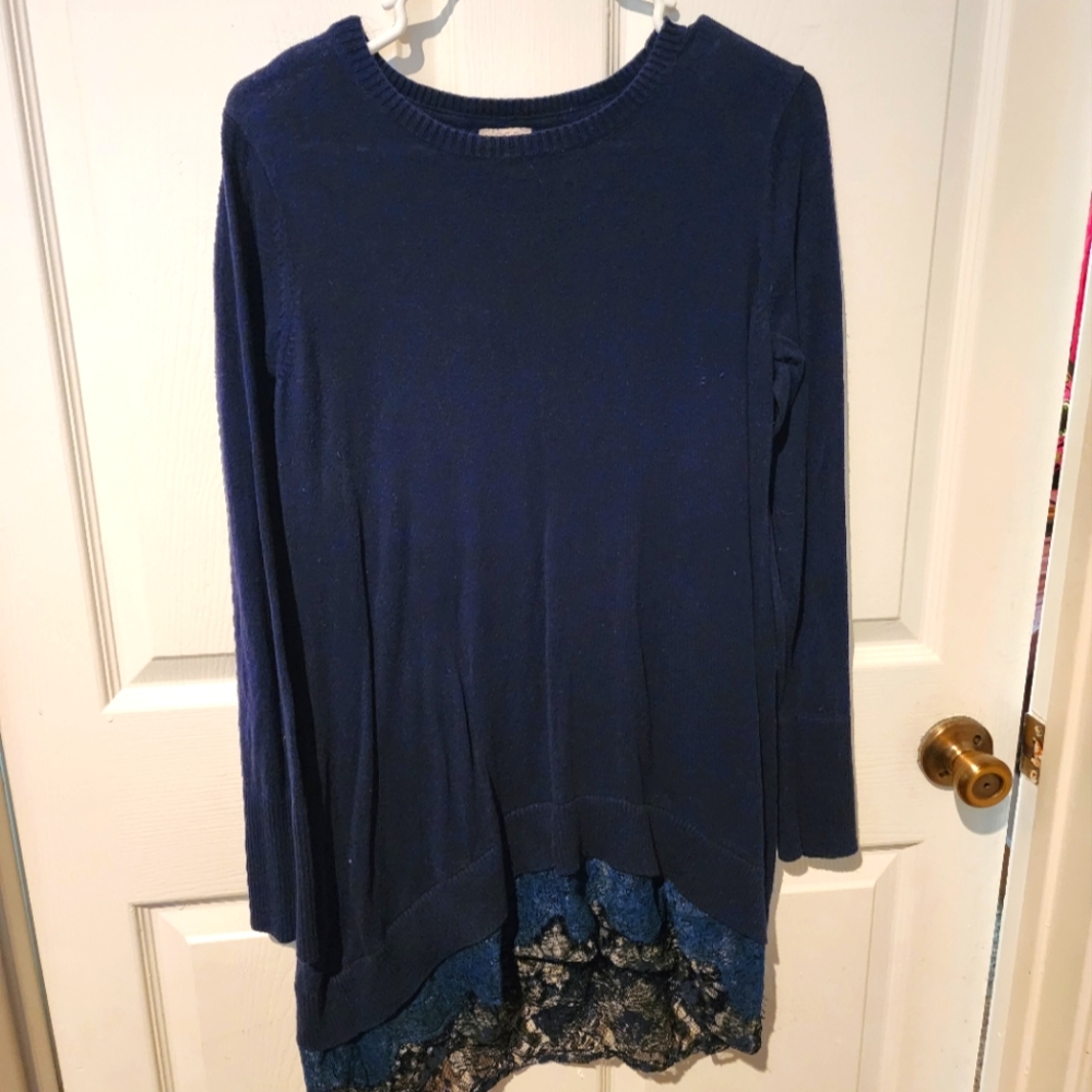 New W/O tag LOGO brand long sleeve blouse with attached lace detail.